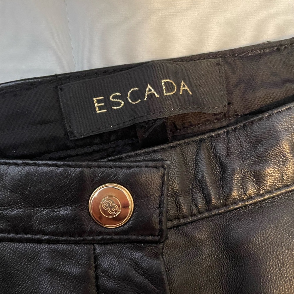 Escada Black Lambskin Trousers size 10/12